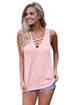 Sexy Pink Crisscross V Neckline Women Tank Top
